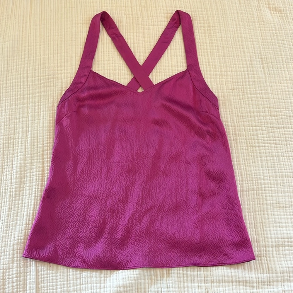 J. Crew Hammered Silk Strappy Camisole Top, Side Zipper, size small.